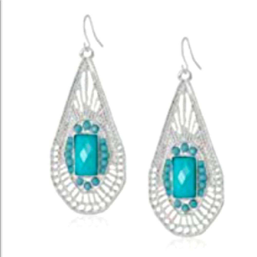 Silver filigree earrings with turquoise stones